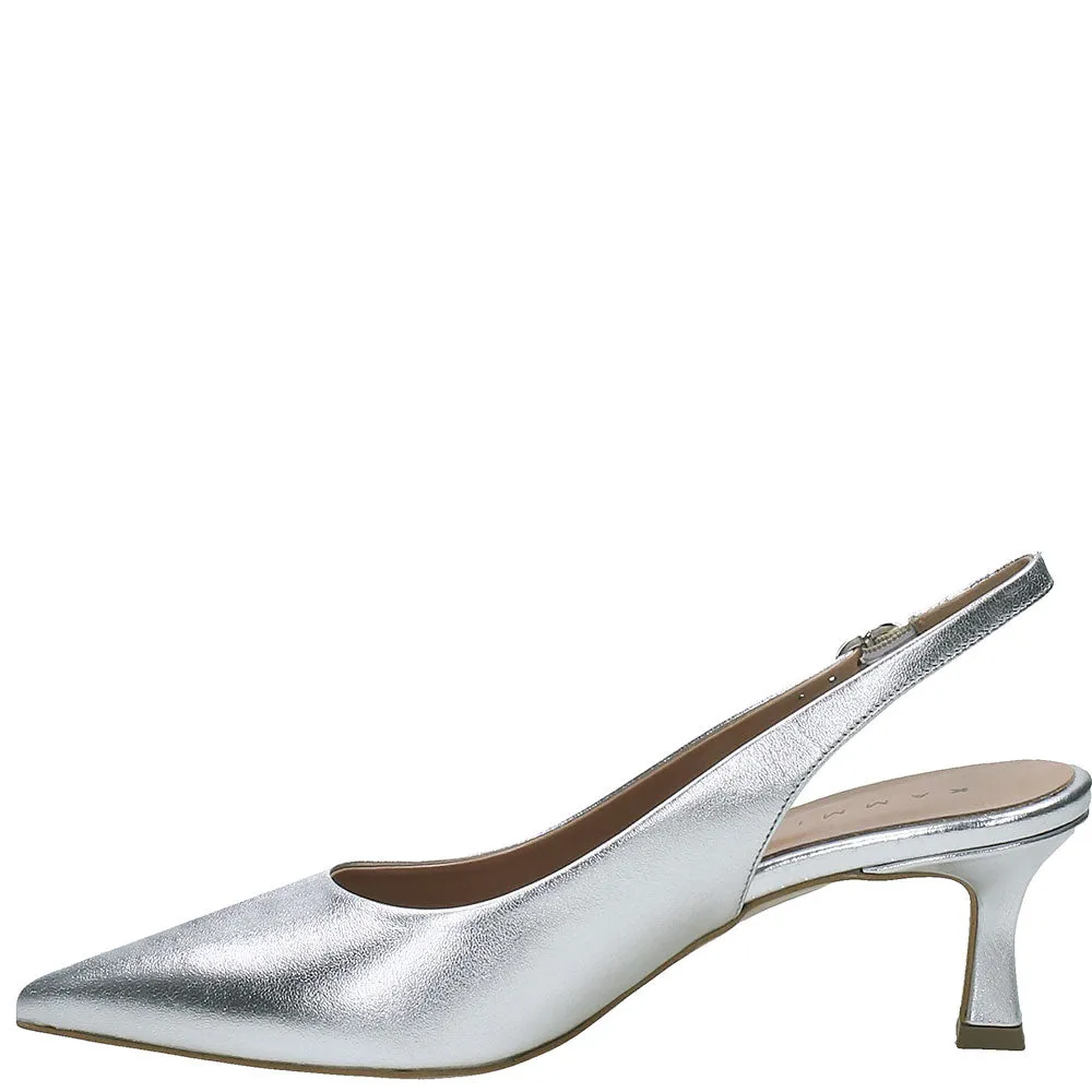 Tacco basso Candice laminato argento