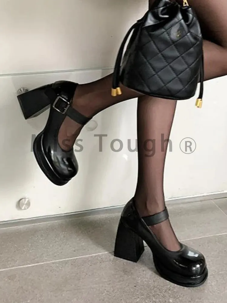 TAVIMART  -  Elegant Vintage Mary Janes Shoes Women Black Japanese Style Kawaii Platform Shoes Female Buckle Korean Designer Shoes New