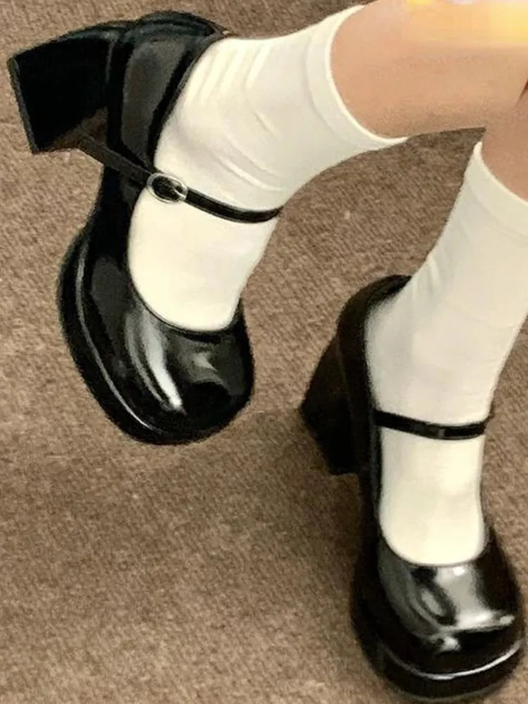 TAVIMART  -  Elegant Vintage Mary Janes Shoes Women Black Japanese Style Kawaii Platform Shoes Female Buckle Korean Designer Shoes New