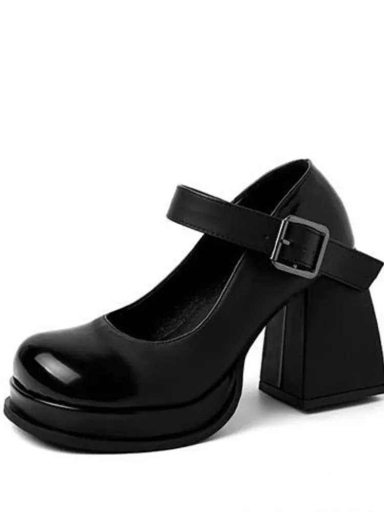TAVIMART  -  Elegant Vintage Mary Janes Shoes Women Black Japanese Style Kawaii Platform Shoes Female Buckle Korean Designer Shoes New
