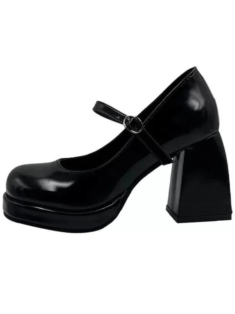 TAVIMART  -  Elegant Vintage Mary Janes Shoes Women Black Japanese Style Kawaii Platform Shoes Female Buckle Korean Designer Shoes New