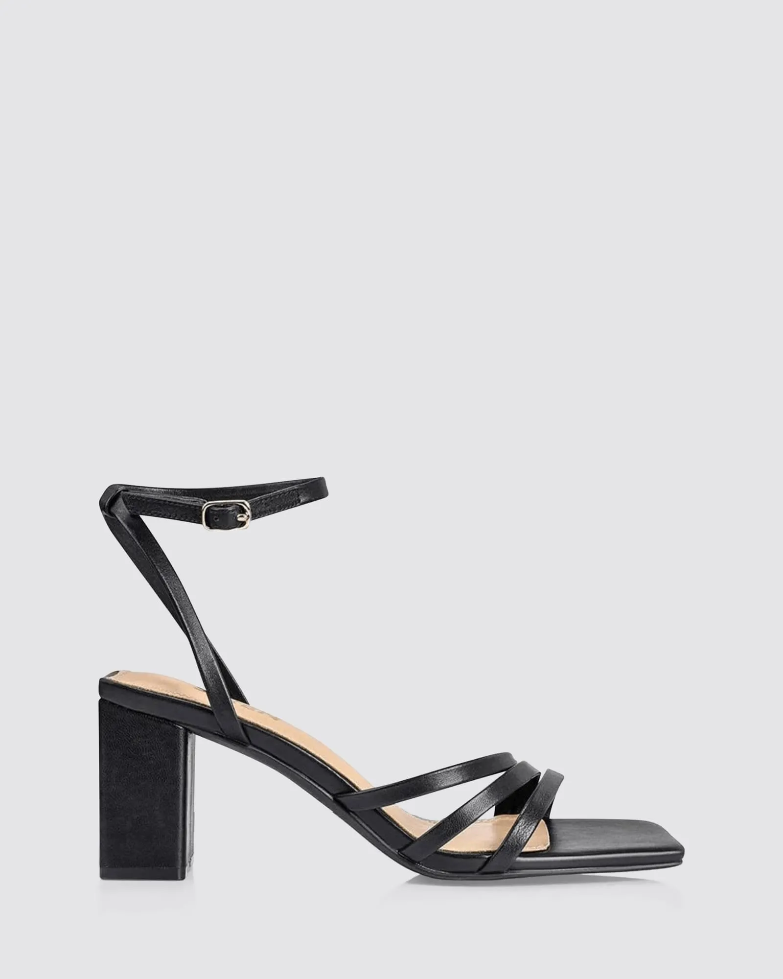 TESSIE HEEL SANDALS BLACK LEATHER