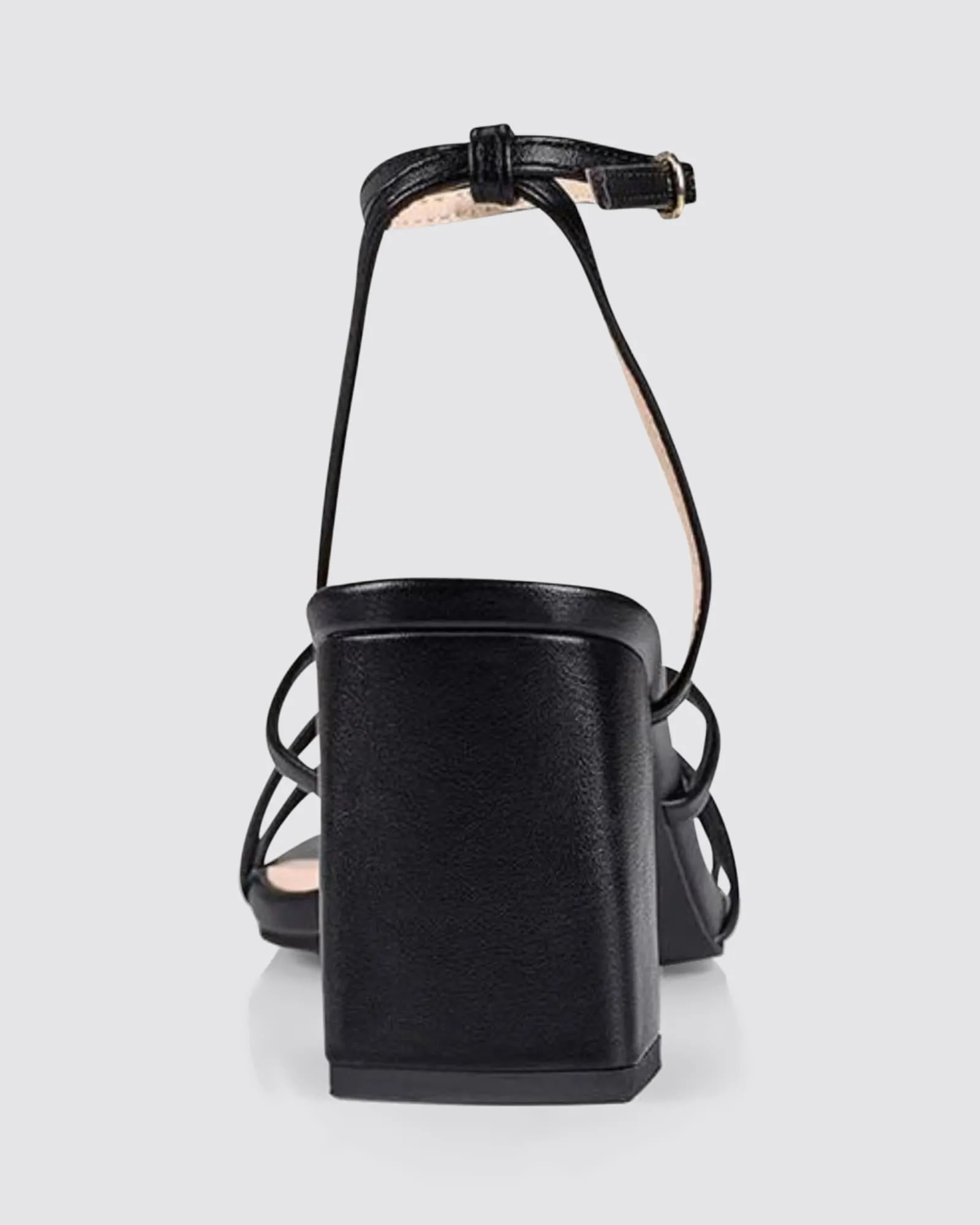 TESSIE HEEL SANDALS BLACK LEATHER