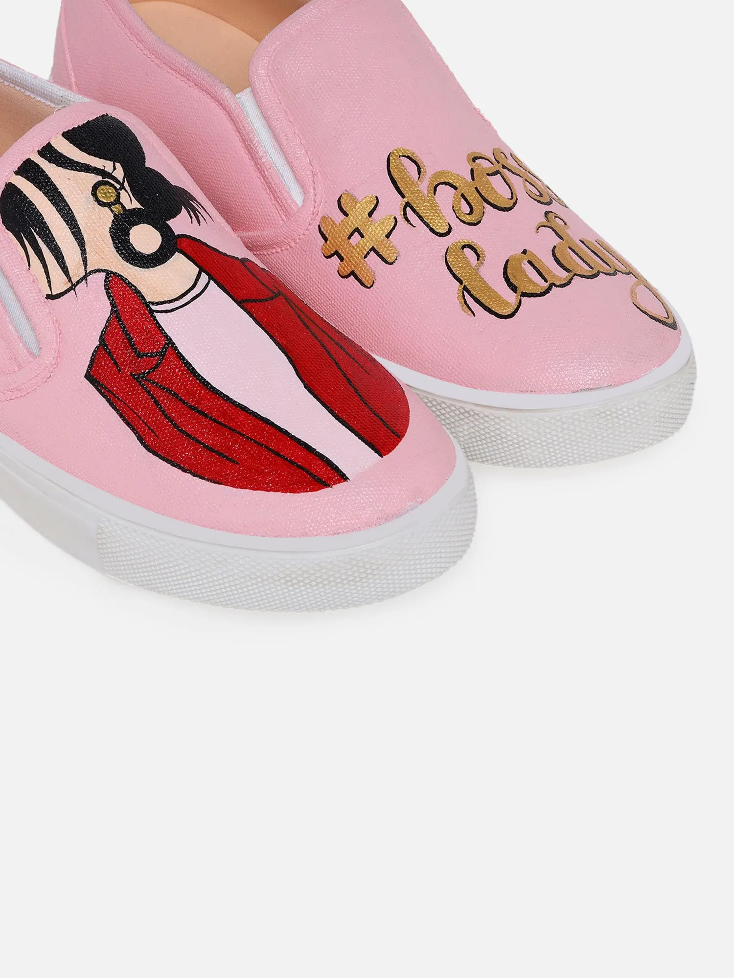 THE QUIRKY NAARI Boss Lady Slipons - Pink - Fashionable Yet Functional | Pink | 5 UK