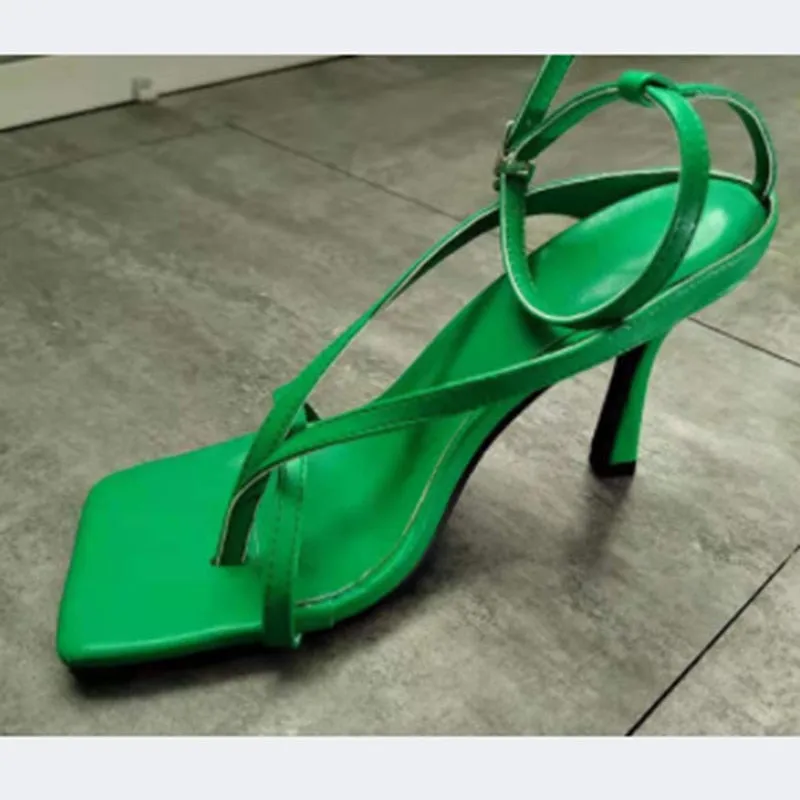 Uniwim Summer Fashion Women 9Cm High Heels Strap Blue Green Sandals Fetish Sandles Lady Stripper Luxury Brand Designer Cross Tie Shoes