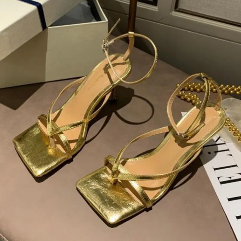 Uniwim Summer Fashion Women 9Cm High Heels Strap Blue Green Sandals Fetish Sandles Lady Stripper Luxury Brand Designer Cross Tie Shoes