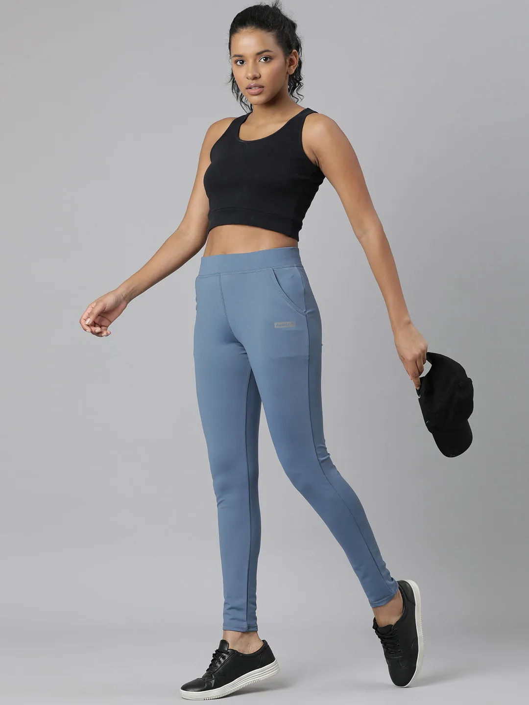 Women Blue Solid Trackapant
