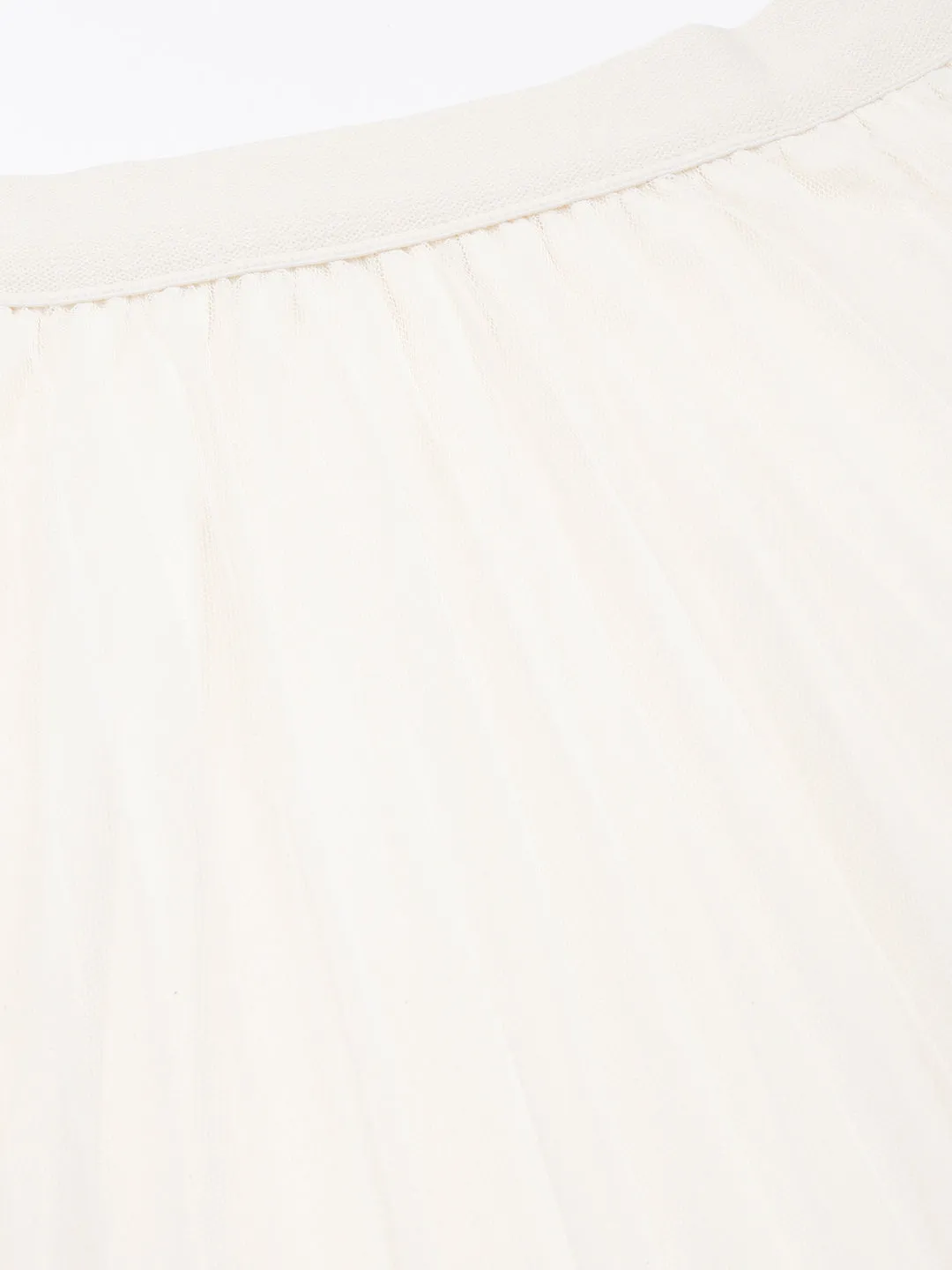 Women Flared Midi Cream Solid Skirt
