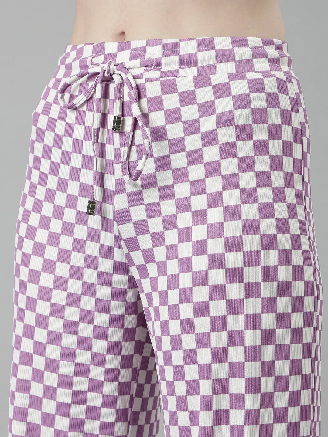 Women Lavender Checked Tracksuit