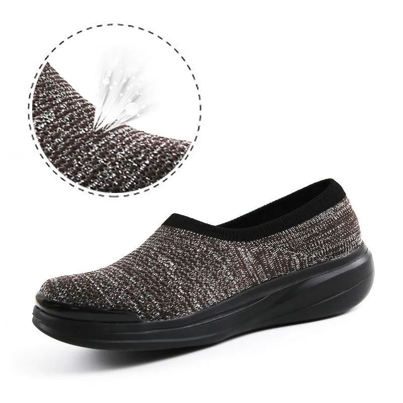 Women's linen fabric anti-skid breathable platform leisure loafers