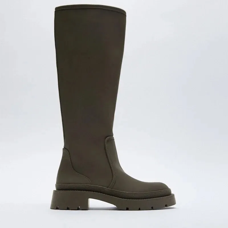 Women’s Long Boots | Autumn Winter Knee-High Leather Motorcycle Boots, Fashion Thigh-High Footwear for Women