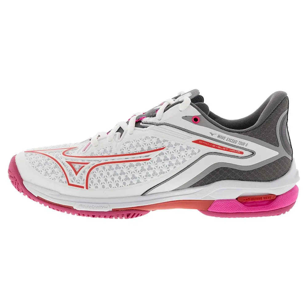 Women's Wave Exceed Tour 6 AC Tennis Shoes White and Radiant Red