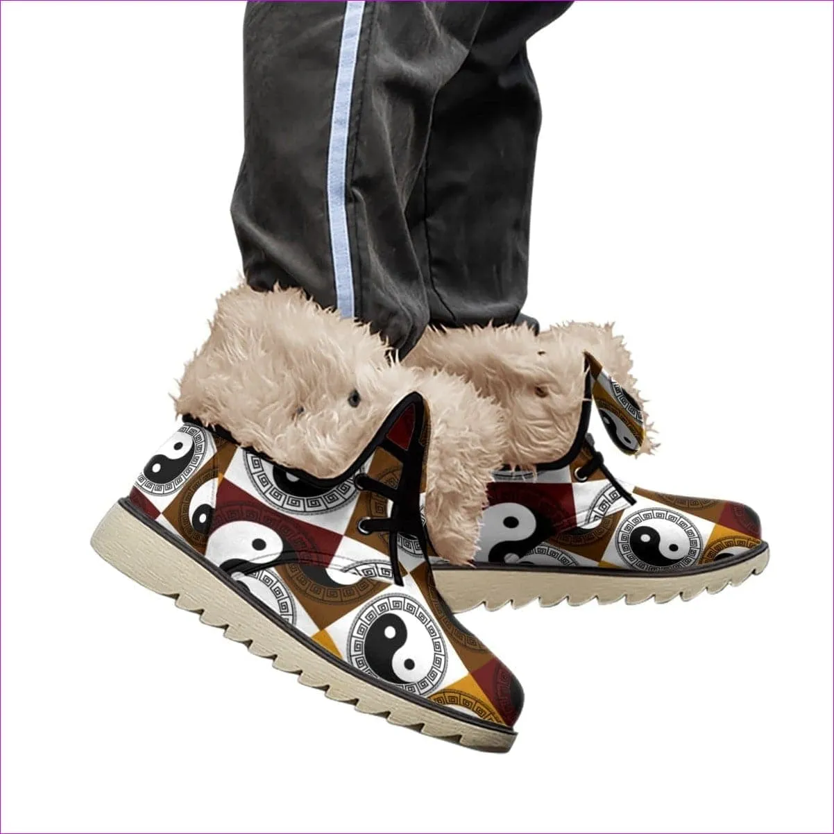 Yin Yang Men's Plush Boots